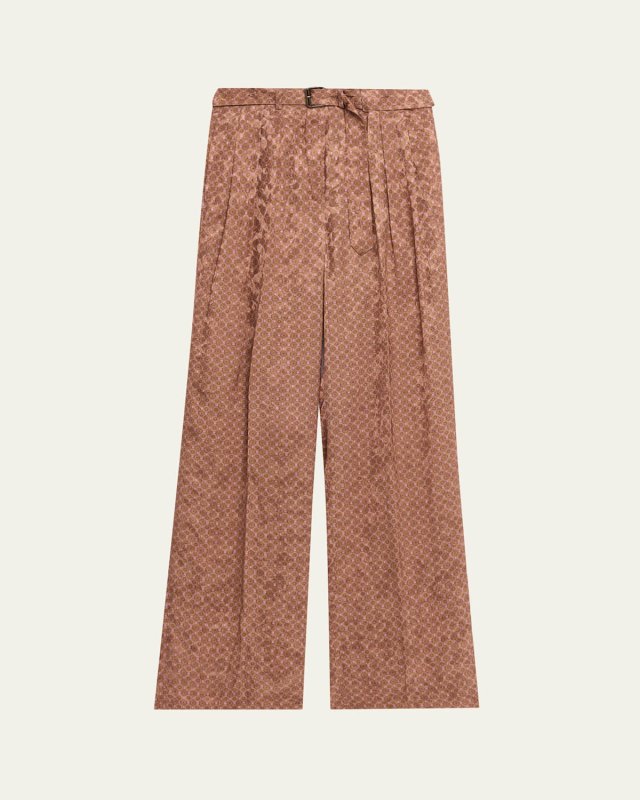 Peaches Belted Satin Wide-Leg Pants